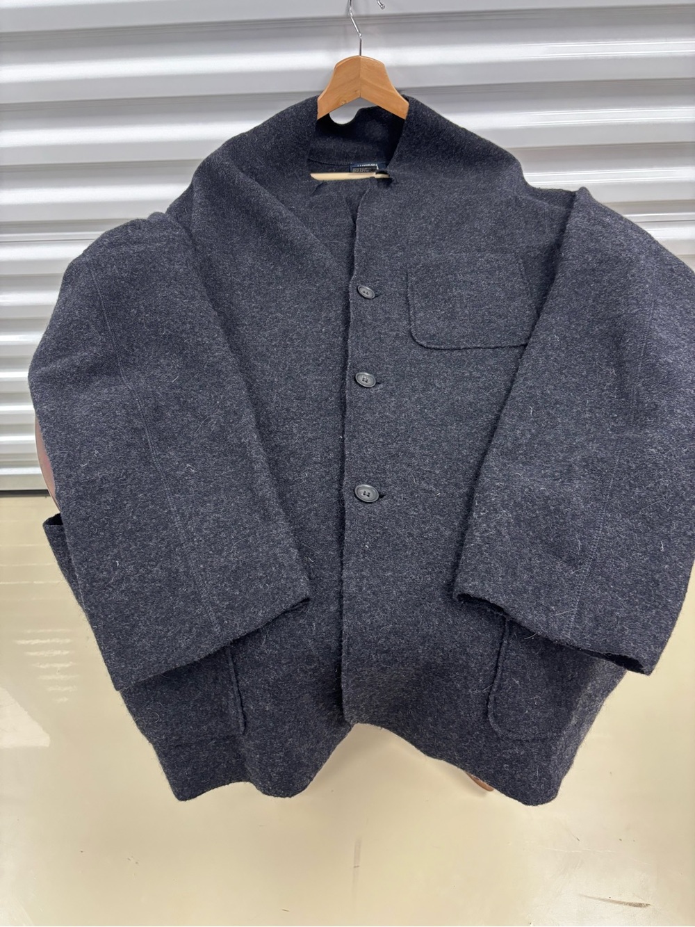 Men's Charcoal Knit Button-Front Shirt Jacket